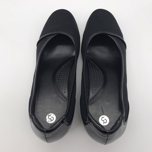 C.P. Company Women's size 9W Black on Black Fabric & Patent Wedge Comfort Shoes - Picture 5 of 9